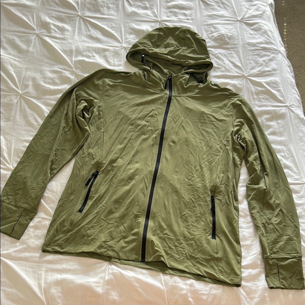 NWT Life Lies in Movement Olive Green Men's Hooded Jacket UPF50+ Activewear Medi
